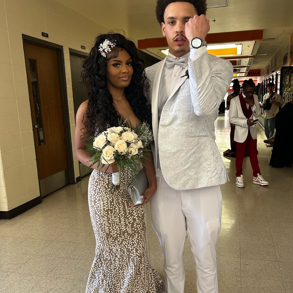 Size 0 Silver Prom Dress only worn once